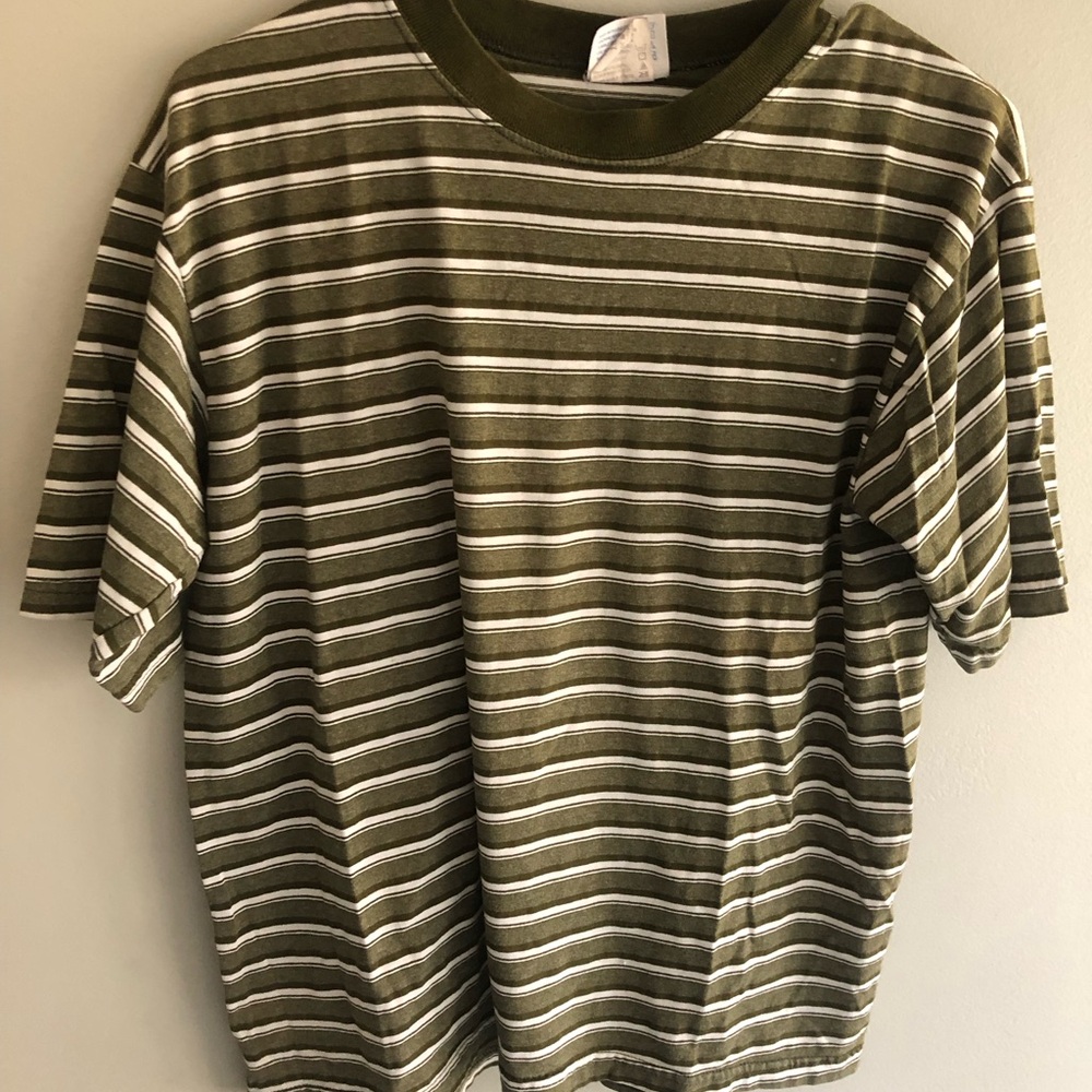 Striped Green and White T-Shirt